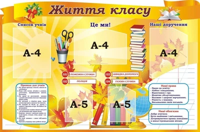 Стенд «Класний куточок» для школи ліцею гімназії 1200мм×790мм (Арт1879)
