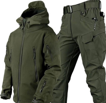 Костюм Soft Shell камуфляж олива, флисовая подстежка, размер L