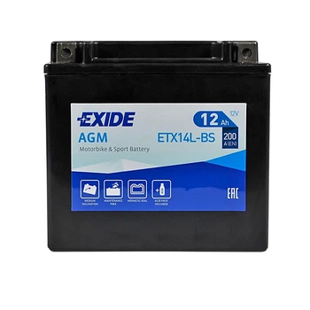 Мото аккумулятор EXIDE AGM ETX 14L-BS 12V 12Ah 200А R+ ETX14L-BS