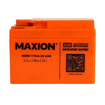 Мото акумулятор MAXION AGM MXBM-YTR4A-BS 12V 2.3Ah 30A R+ MXBM-YTR4A-BS