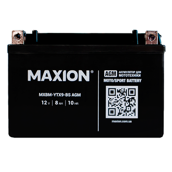 Мото акумулятор MAXION AGM MXBM-YTX9-BS 12V 9Ah 180A L+ MXBM-YTX9-BS