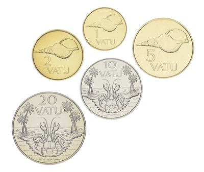 Набір монет Вануату набір з 5 монет 1999-2009 UNC 1, 2, 5, 10, 20 вату
