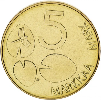 Монета Фінляндія 5 марок 1992 UNC «Тюлень. Морський котик"