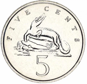 Монета Ямайка 5 центів 1987 AU-UNC Крокодил