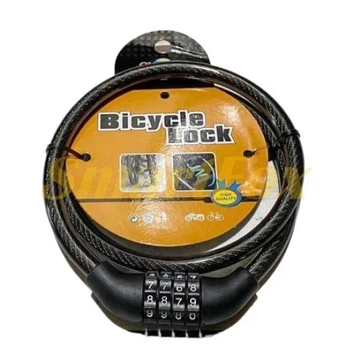 Велосипедний кодовий замок з тросом для захисту від крадіжки Kihuu Lock Bicycle Lock 12х 75см Чорний