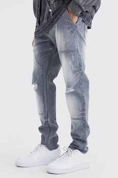 Джинси Boohoo Slim Rigid Carpenter Ripped Сірий 32R BMM71398