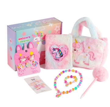 Подарунковий набір дитячий з сумкою Єдиноріг Unicorn в коробці для дівчинки бокс для свята 7 предметів рожевий (AN)30505