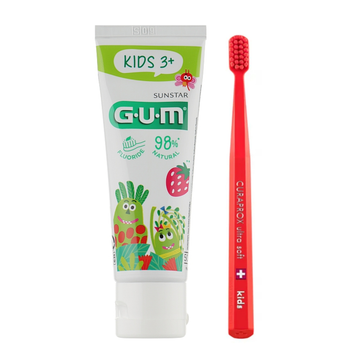 Набор Gum Kids от 6-12 лет (зубная паста 50 мл с фтором+зубная щетка красная)