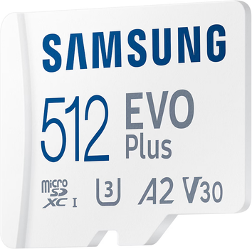 Карта пам'яті Samsung Evo Plus microSDXC 512GB UHS-I U3 V30 A2 + SD адаптер (MB-MC512SA/EU)