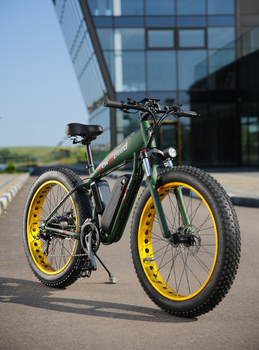 Електрофетбайк потужний електровелик фетбайк fatbike 1000w 48v 13Ah електро велосипед з великими широкими колесами для дорослих фет байк велик на широких колесах New Speed хакі 66111 велосипеди фетбайки