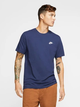 Футболка бавовняна довга чоловіча Nike M Nsw Club Tee AR4997-410 XL Темно-синя (193150904738)