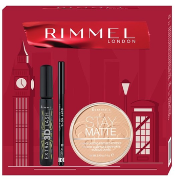 Набір Rimmel Туш для вій подовжуюча 8 мл + Матуюча пудра для обличчя 14 г + Олівець для очей 1.2 г (3616306379237)