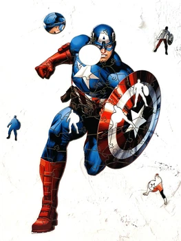 Деревянный фигурный пазл Max Woody "Captain America" A4 45 деталей