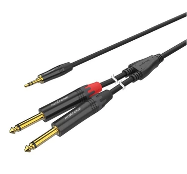 Готовый аудио кабель Mini-Jack 3,5 Stereo — 2xJack 6,3 mono Roxtone PAC-C280-L2 2м