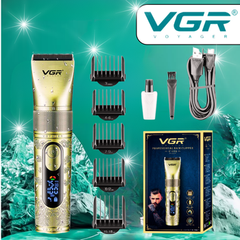 Машинка для стрижки VGR V-659 с водонепроницаемым корпусом IPX7 регулировкой мощности 6500-7500 LED-дисплеем
