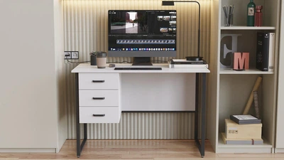 Комп'ютерний стіл Ferrum-decor Гаррі 75x120x70 чорний ДСП Біле 16мм