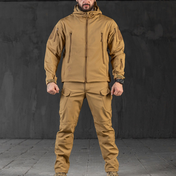 Костюм Softshell на флісі Куртка із Липучками під шеврони + Штани койот розмір 2XL