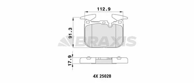 Комплект тормозных колодок BMW 4, BMW 3, BMW 1, BRAXIS (AA0449)