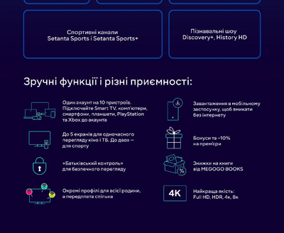 Передплата MEGOGO Легка на 1 місяць