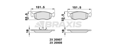 Комплект тормозных колодок FORD ESCORT, FORD SCORPIO, FORD ORION, BRAXIS (AA0300)