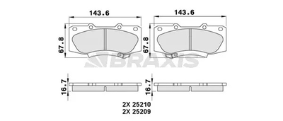 Комплект тормозных колодок TOYOTA HILUX, BRAXIS (AA0277)