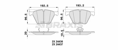Комплект гальмівних колодок BMW 5, BMW X5, BMW 7, BRAXIS (AA0415)