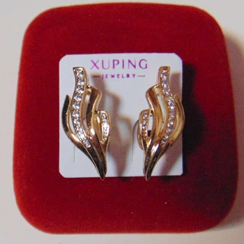 Сережки з цирконами Xuping 22х10 мм кс243