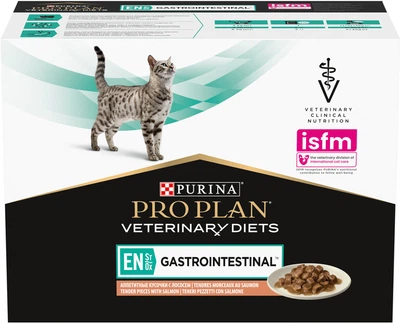 Pro Plan Gastrointestinal Feline EN Кусочки в подливке с лососем для кошек (85 г х 10)