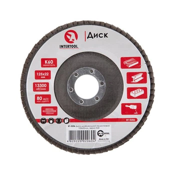 Диск шлифовальный лепестковый 125х22 мм Intertool (зерно K60)