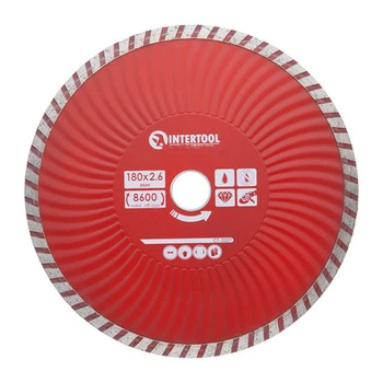 Диск алмазный отрезной по бетону TURBO 180х2.6х7х22 мм Intertool