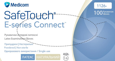 Перчатки Medicom SafeTouch® E-Series Connect латексные опудренные размер M 1000 шт Белые (1126)