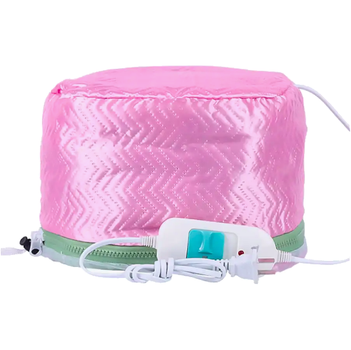 Электрическая термошапка Wenan "Pink Thermal Cap" салонная шапка сушуар для масок, окрашивания, процедур, восстановления, сушки и лечения волос в домашних условиях, 2 режима от 45 до 60 градусов, цвет розовый (220 Вт / Евровилка)