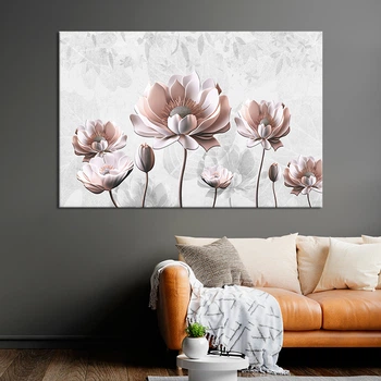 Картина на холсте Розовые цветы на белом фоне 120x80 см (V397-1_XL)