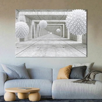 Картина на холсте 3D шары в тоннеле 120x80 см (V357-1_XL)