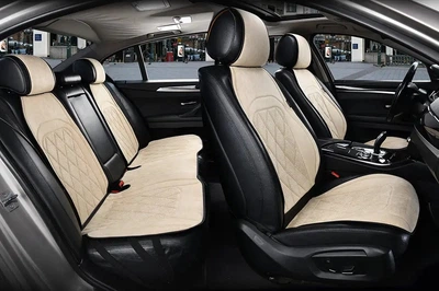 Накидки с алькантары на сиденья авто Elegant Parma бежевого цвета с перфорацией EL 700 714