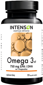 Харчова добавка Intenson Omega 3 500 мг EPA + 250 мг DHA 120 капсул (5905454131803)