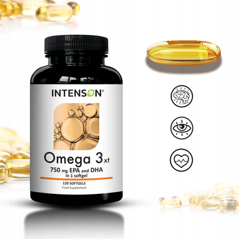 Харчова добавка Intenson Omega 3 500 мг EPA + 250 мг DHA 120 капсул (5905454131803)