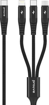 Кабель Proove Hydra 3-in-1 Type-C + Micro USB + Lightning 1 м Black (602440001)