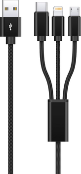 Кабель Proove Triple Connection 3-in-1 Type-C + Micro USB + Lightning 1.2 м Black (491920001)