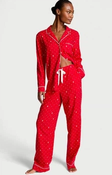 Піжама фланель Victoria's Secret Flannel Long Pajama Set XS червона