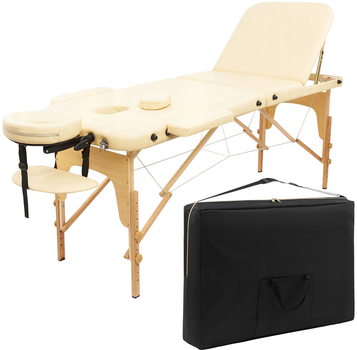 Массажный стол складной 4FIZJO Massage Table+ Wood W60 Beige (P-5907739318367)