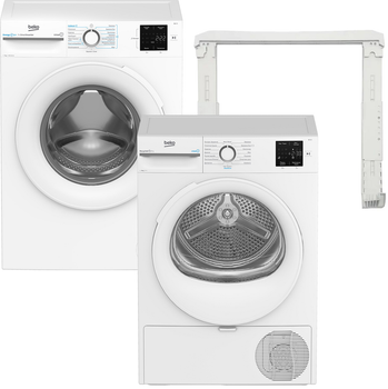 Стиральная машина узкая Beko BM1WFSU38033WW + Сушильная машина Beko BM3T38239WW + Соединительная планка Beko PSKS (комплект)