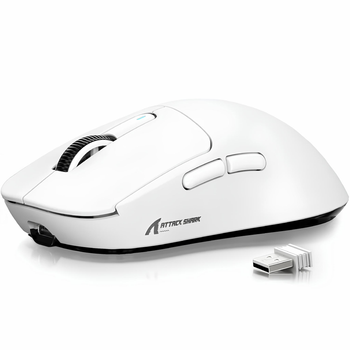 Беспроводная Игровая (2.4G, Bluetooth) ATTACK SHARK X3 Белая Мышь, PAW3395, 26000 DPI