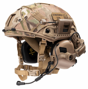 Балістичний шолом каска FAST Helmet NIJ IIIA Койот Тактичні навушники M32 + Ліхтарик
