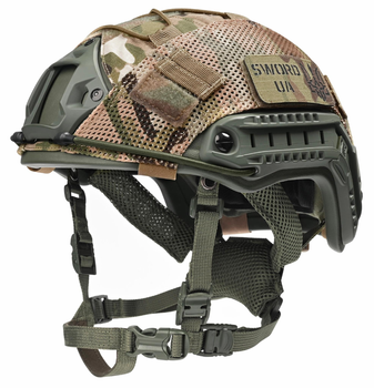Балістичний шолом каска FAST Helmet NIJ IIIA оливковий і кавер мультикам