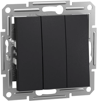 Выключатель 3-клавишный Schneider Electric Asfora 10A Антрацитовый (EPH2100171)