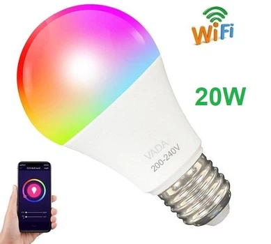 Розумна лампа VADA Smart LED лампочка RGB Wi-Fi 20Вт