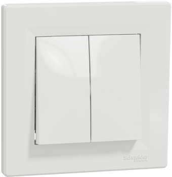 2-клавишный выключатель Schneider Electric Asfora 10A Белый с рамкой (EPH0300121)