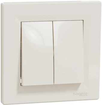 2-клавішний вимикач Schneider Electric Asfora 10A Кремовий з рамкою (EPH0300123)