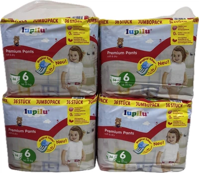 Підгузки-трусики Lupilu premium pants soft&dry 6 розміру , 14-19 кг, BOX 144 штук